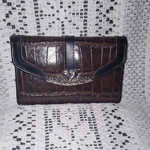 Elegant Brown and Black Women's Tri-Fold Leather Wallet M.C.